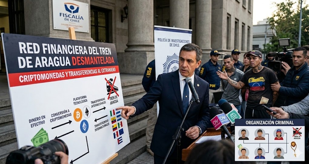 Desmantelan en Chile red financiera vinculada al Tren de Aragua que movía dinero mediante criptomonedas